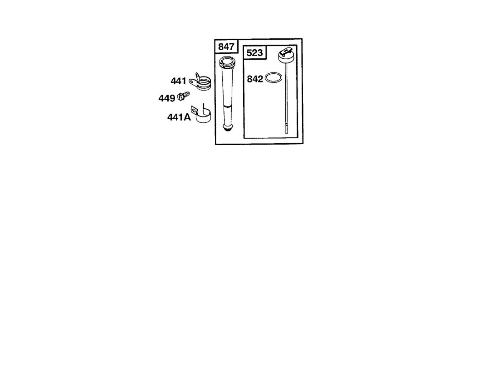 Dipstick/Tube Assembly Diagram and Parts List for 110400-110499 0200-0201-0203 Briggs and Stratton Engine